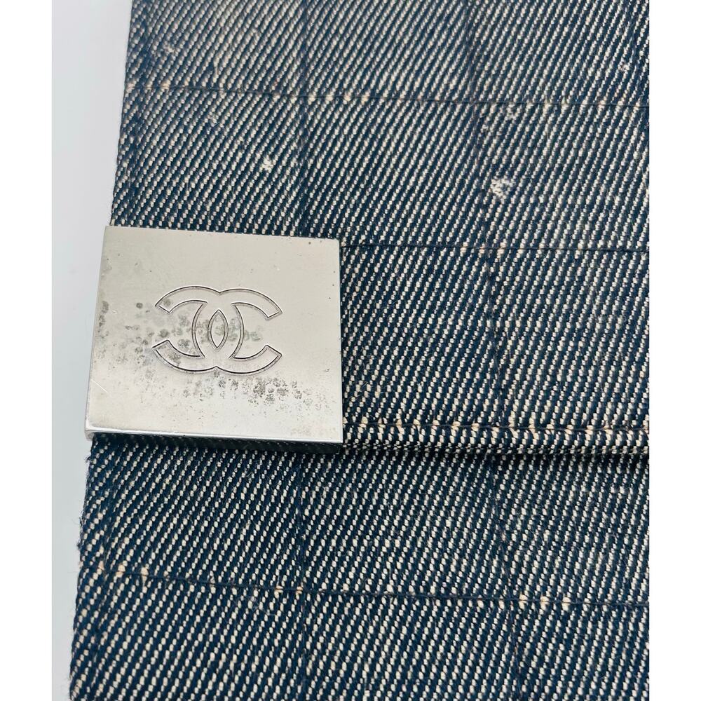 Chanel Vintage Denim Grey Chocolate Bar Flap Shoulder Bag SHW Series 7 Gray CoA - Picture 5 of 10